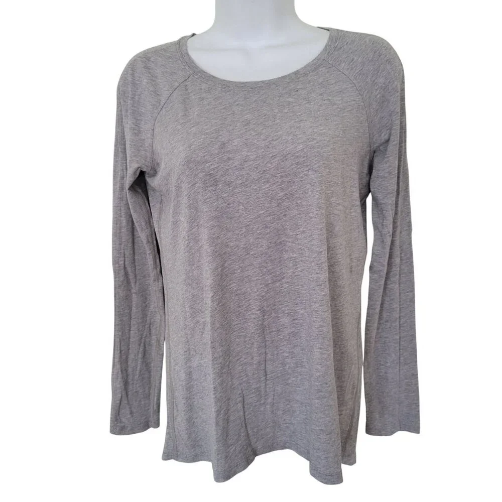 Lululemon EMERALD Gray‎ Long Sleeve Tee Top 4 Cotton Lightweight Athleisure